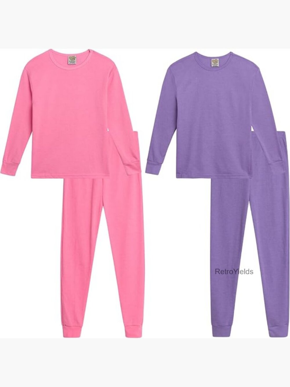 Girls Thermal Underwear Set - Waffle Knit Long Sleeve Top & Pants 2T-16